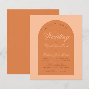 Budget Wedding Orange Arch Calligraphy Invitation