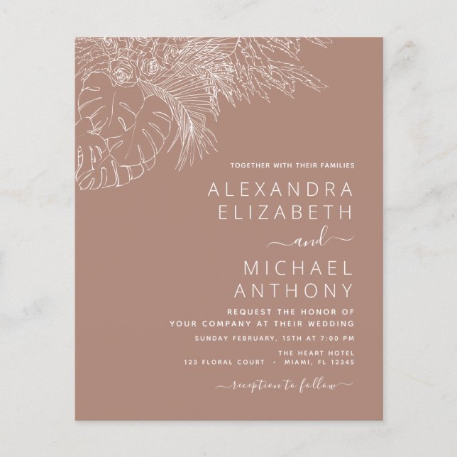 Budget Wedding Pampas Grass Terracotta Flyer (Front)