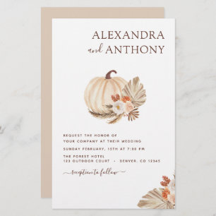 Budget Wedding Pampas Grass White Pumpkin