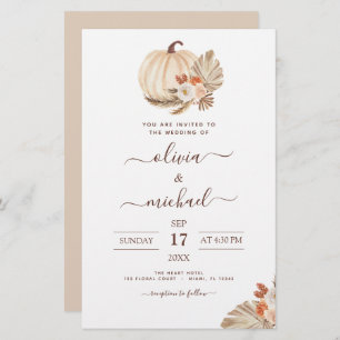 Budget Wedding Pampas Grass White Pumpkin