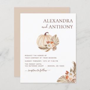 Budget Wedding Pampas Grass White Pumpkin