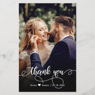 Budget Wedding Photo Calligraphy Thank You Card