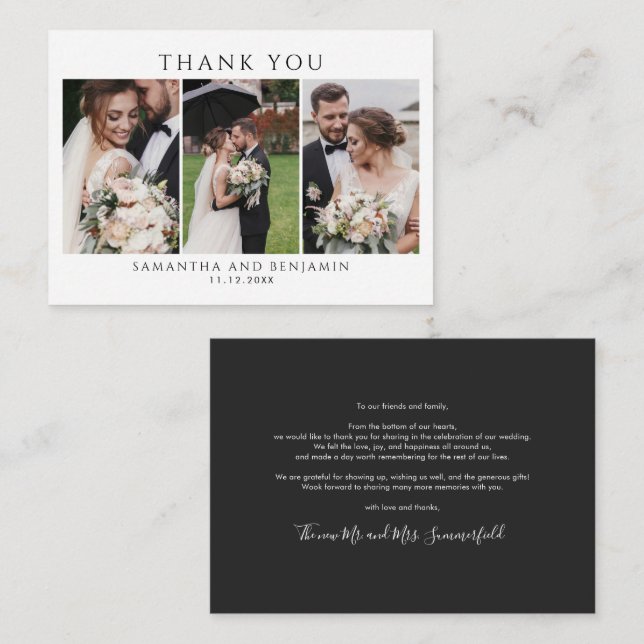 Budget Wedding Photo Collage Thank You Card (Front/Back)