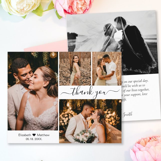 Budget Wedding Photo Collage Thank You Script Card (Creator Uploaded)