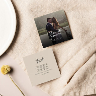 Budget Wedding Photo Hand-Lettered Thank You Card