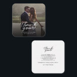 Budget Wedding Photo Hand-Lettered Thank You Card<br><div class="desc">A great and thoughtful way to thank your friends,  family,  and coworkers who graced you their presence on your your wedding day with this modern photo thank you cards with script hand lettered "thank you" and a love heart.</div>