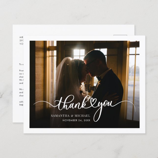 Budget Wedding Photo Handwritten Thank You Card (Front/Back)