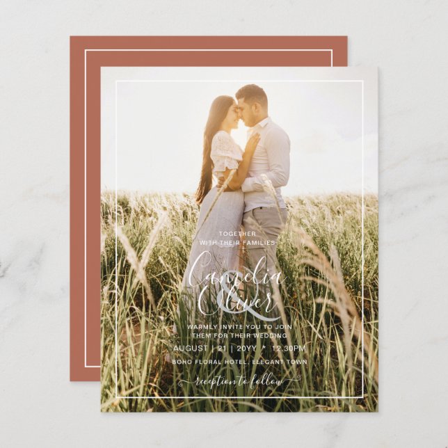 BUDGET Wedding Photo Overlay Invitation (Front/Back)