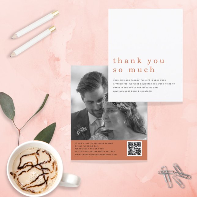 Budget Wedding Photo QR Code Terracotta Thank You (Creator Uploaded)