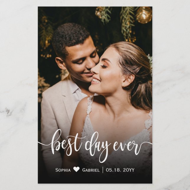 Budget Wedding Photo Typography Thank You Card (Front)