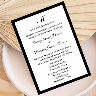 Budget Wedding Pick Border Colour on White Invitation
