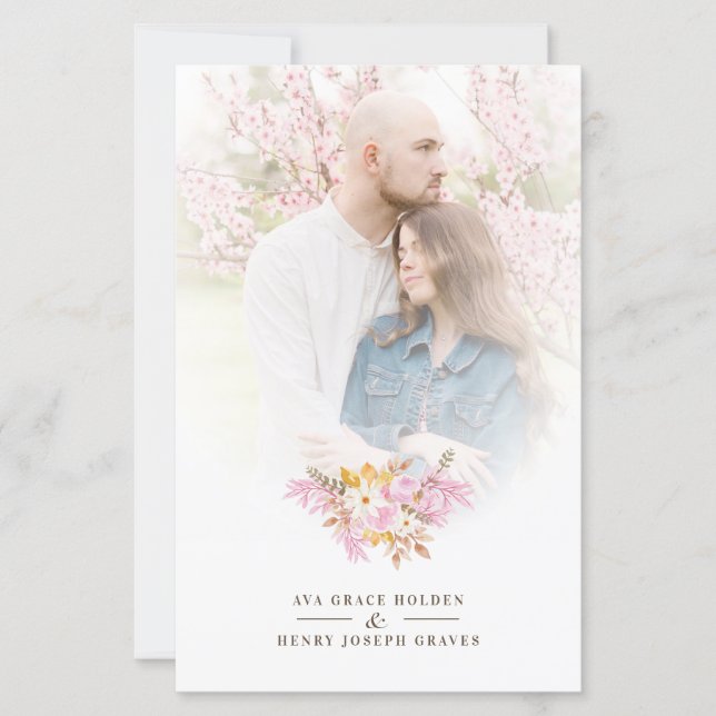 Budget Wedding Pink Flowers & Branches Bouquet (Front)