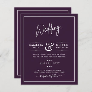 BUDGET Wedding PLUM PURPLE Monochrome Simple