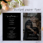Budget wedding program black white elegant photo  flyer<br><div class="desc">Modern simple minimalist typography trendy black faded photo ceremony and party BUDGET affordable wedding program (advertising type) PAPER FLYER template featuring a chic trendy calligraphy script and dark overlay. Easy to personalise with your custom photo and text on both sides! PLEASE READ THIS BEFORE PURCHASING! This is a budget affordable...</div>