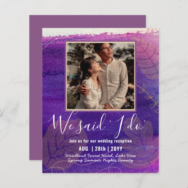 BUDGET Wedding Reception Invite With Couple PHOTO (Front/Back)