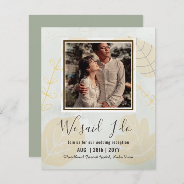 BUDGET Wedding Reception Invite With Couple PHOTO (Front/Back)
