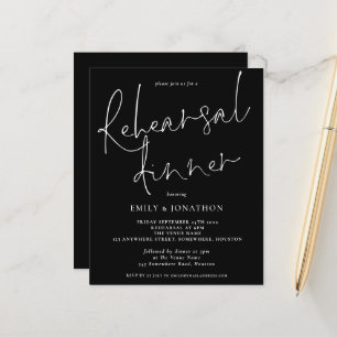 Budget Wedding Rehearsal Dinner Black White Invite