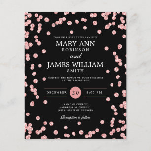 Budget Wedding Rose Gold Glitter Black Invite