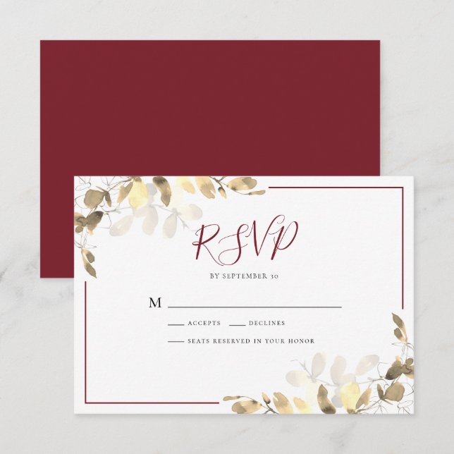 BUDGET Wedding RSVP Card | Red Eucalyptus (Front/Back)