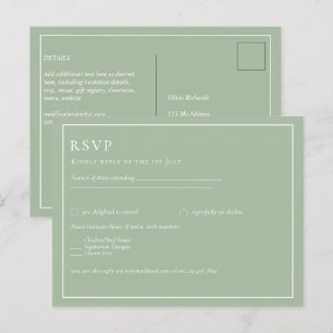 BUDGET Wedding Sage Apple Green Monochrome Text Postcard