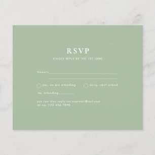 BUDGET Wedding Sage Green Monochrome Wedding RSVP Flyer