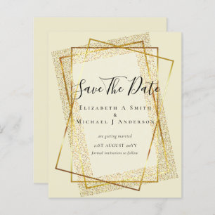 BUDGET WEDDING SAVE DATES Gold Glitter Geometric