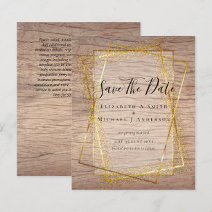 BUDGET WEDDING SAVE DATES  Gold Glitter Geometric