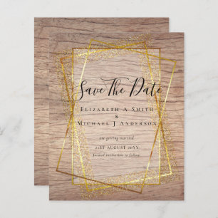BUDGET WEDDING SAVE DATES  Gold Glitter Geometric