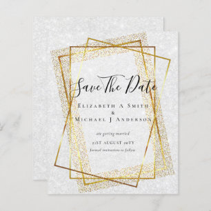 BUDGET WEDDING SAVE DATES  Gold Glitter Geometric