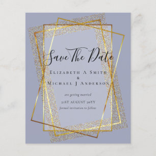 BUDGET WEDDING SAVE DATES  Gold Glitter Geometric Flyer