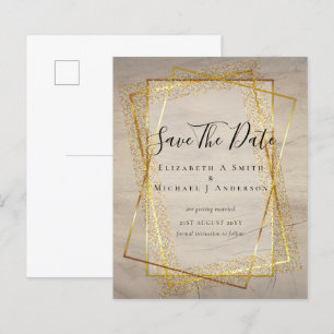 BUDGET WEDDING SAVE DATES  Gold Postal backing
