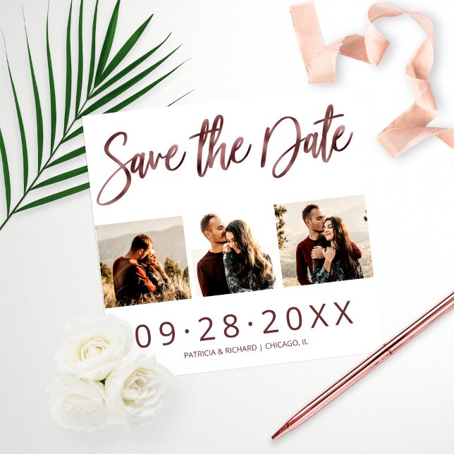 Budget Wedding Save The Date 3 Photo Collage Print (Creator Uploaded)