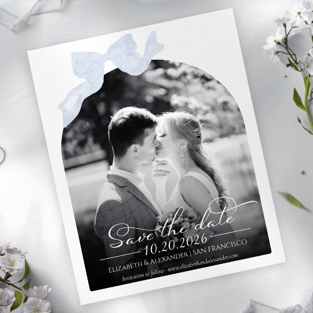Budget Wedding Save the Date Invitation Bow Photo (Creator Uploaded)