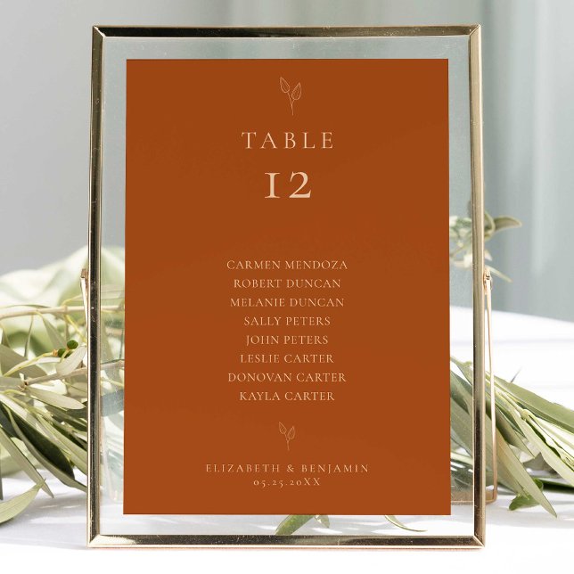 Budget Wedding Seating Chart Table Burnt Orange (Creator Uploaded)