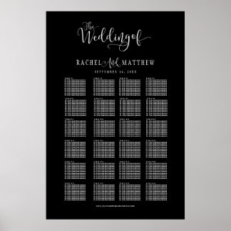 Budget Wedding Seating Chart. You Customize Colors Poster