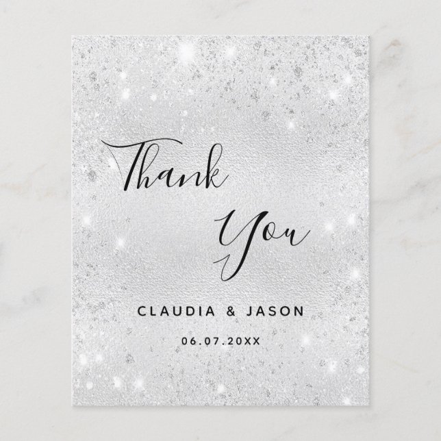 Budget wedding silver glitter dust thank you (Front)