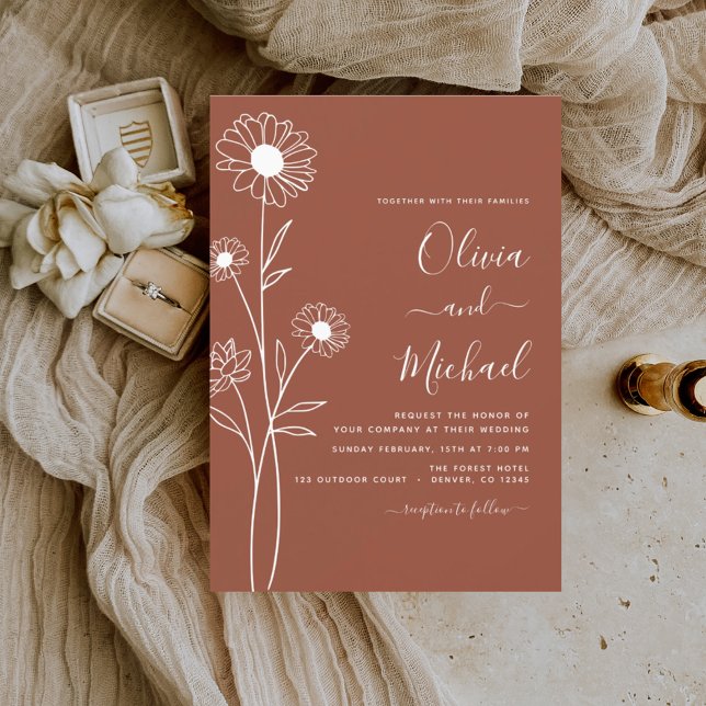 Budget Wedding Terracotta Burnt Orange Floral  Flyer (Creator Uploaded)