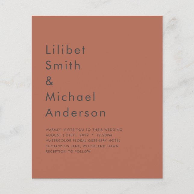 BUDGET Wedding Terracotta Monochrome Flyer (Front)