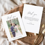 Budget Wedding Thank You Photo Minimalist Flyer<br><div class="desc">Budget Wedding Thank You Cards that have a photo on the front and back. The Thank you cards contain a modern hand lettered cursive script typography that are elegant,  simple and modern to use after you minimalist simple wedding day celebration.</div>