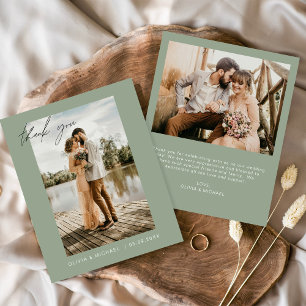 Budget Wedding Thank You Sage Green Photo Cards