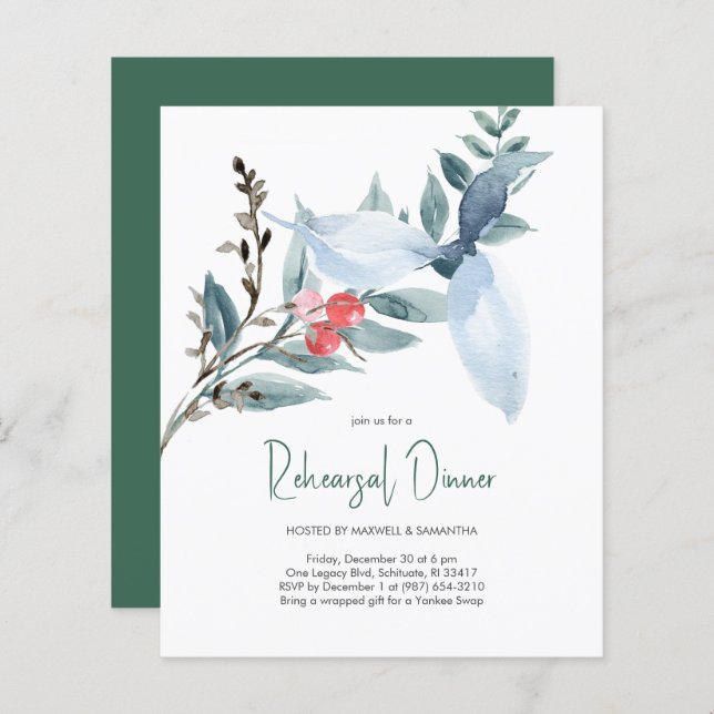 Budget Wedding Watercolor Invitations (Front/Back)