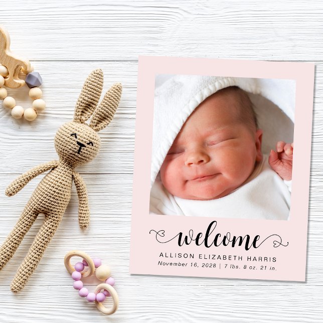 Budget Welcome Photos Baby Girl Birth Announcement (Creator Uploaded)