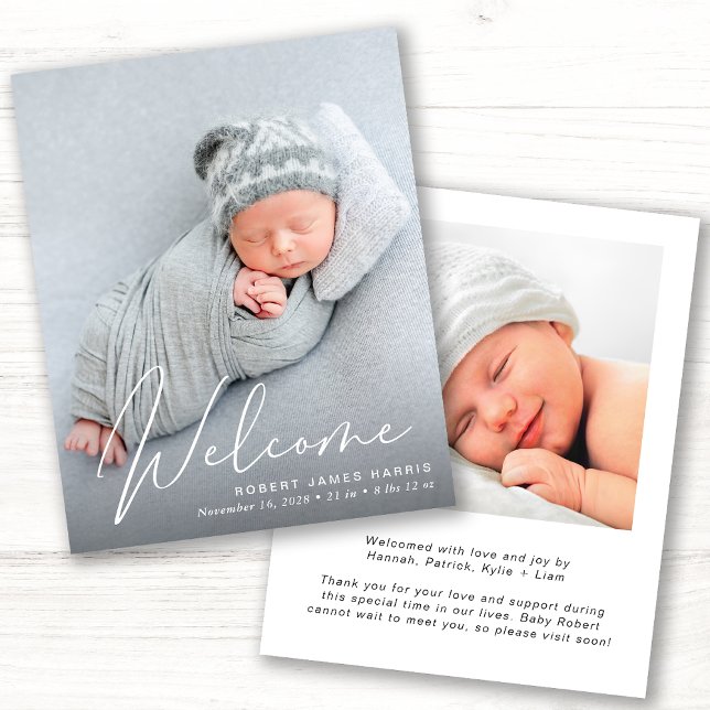 Budget Welcome Script Photo Birth Announcement (Creator Uploaded)