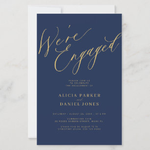 Budget We're Engaged engagement party invitation