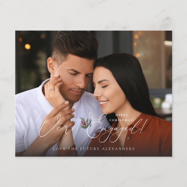 Budget We're Engaged Photo E Holly Berry Holiday C Flyer (Front)