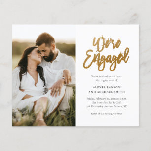 Budget We're Engaged Photo Engagement Invitation