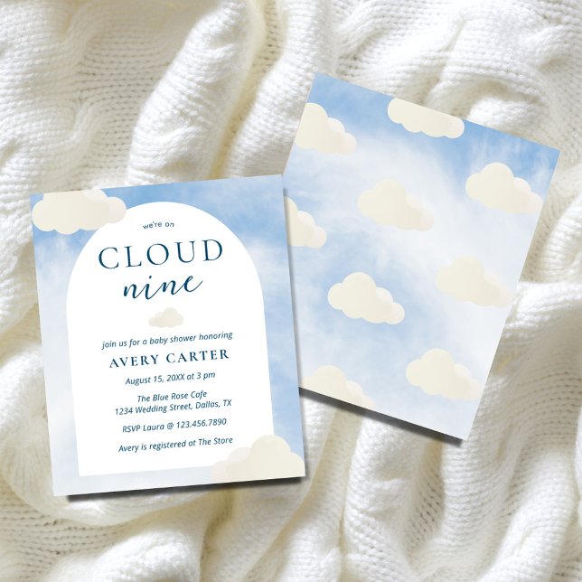 Budget Were On Cloud 9 Baby Shower Invitations (Creator Uploaded)