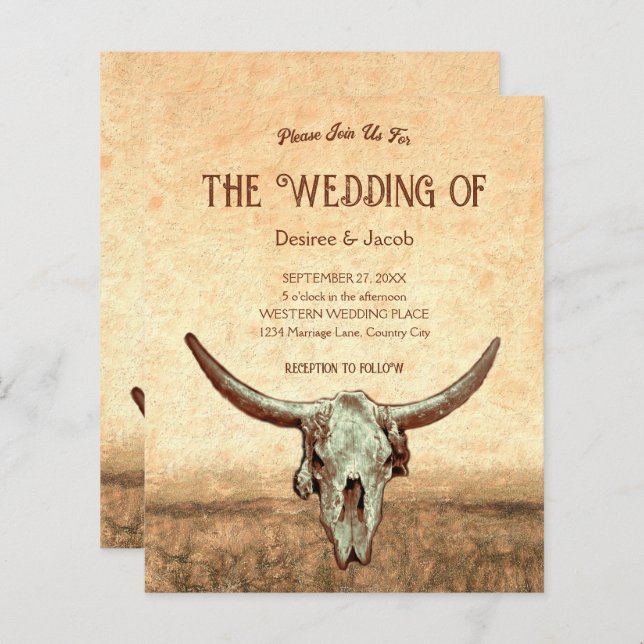 Budget Western Rustic Country Bull Skull (Front/Back)