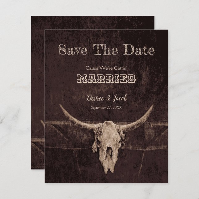 Budget Western Rustic Wedding Save The Date (Front/Back)