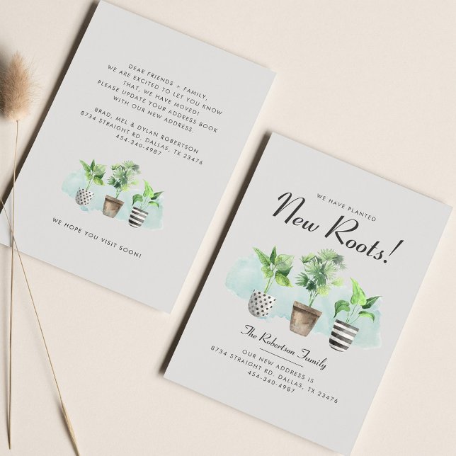 Budget We've Moved Boho Moving Announcement Flyer (We Have Moved Potted Plants Botanical Moving Announcement)